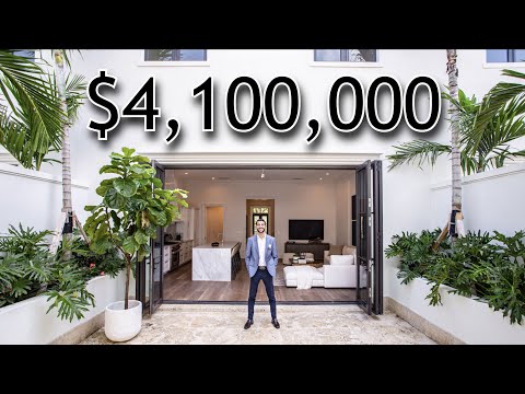 Inside a $4,100,000 NEW 3-Story Townhome with LOGGIA, ELEVATOR, & 4 CAR GARAGE in Coral Gables!