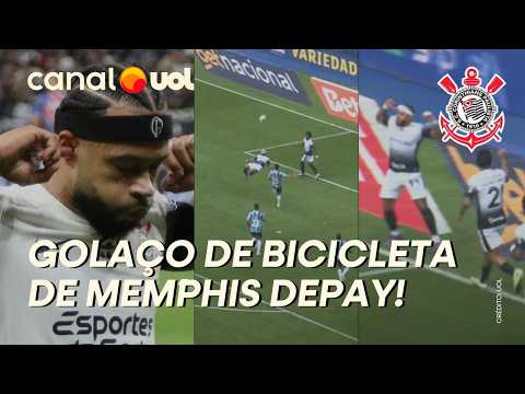MEMPHIS DEPAY FAZ GOLAÇO DE BICICLETA EM GRÊMIO X CORINTHIANS E COMEMORA: VEJA GOL DO BRASILEIRÃO