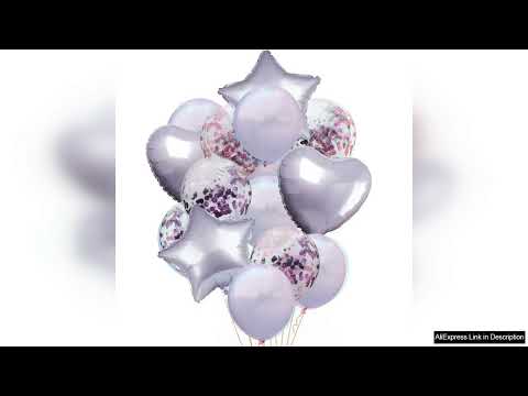 10/14pcs Mix Pink Rose Balloons Heart Star RoseGold Confetti Balloon Birthday Party Review