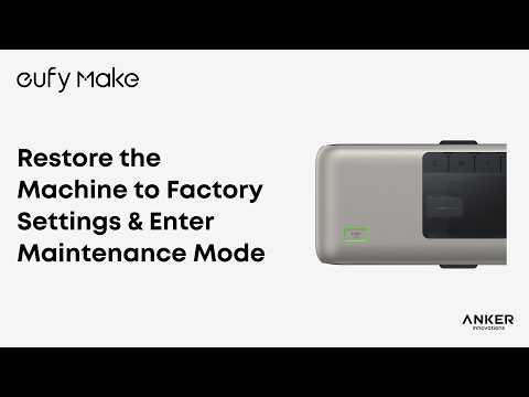 Restore the Machine to Factory Settings & Enter Maintenance Mode