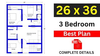 26 X 36 HOUSE PLAN | 3 BEDROOM HOUSE DESIGN | 25 BY 36 KA GHAR KA NAKSHA | UJJAIN
