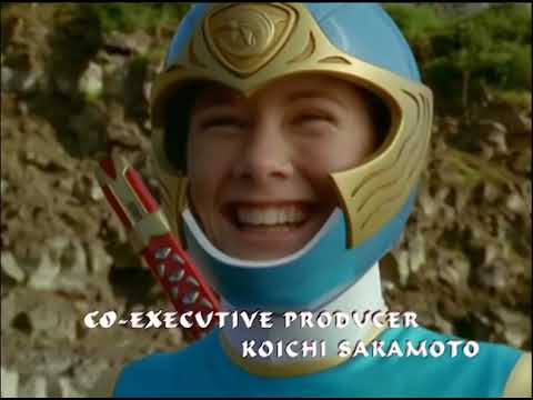 Episode montage — morph flashes, Thunder Rangers face-off, Megazord cockpit as guitars surge
