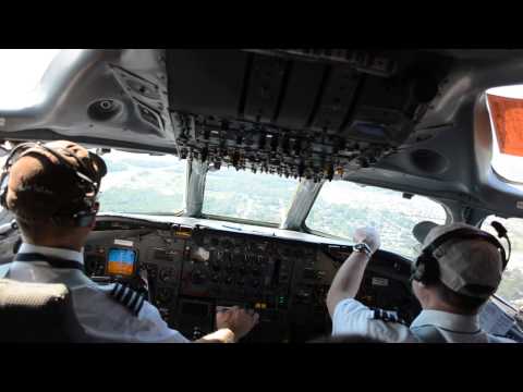 DC-8 73 series landing from cockpit,  IAH airport.  N602AL