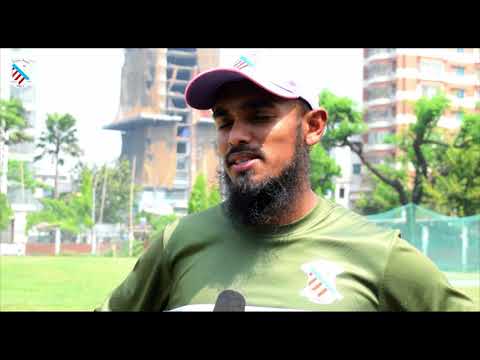 Mehrab Hossain Jr. speaks to the media