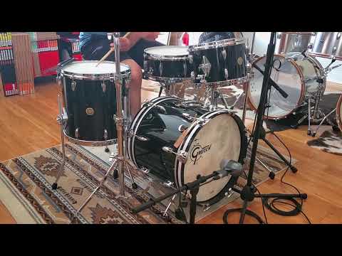 (SOLD) Drum Kits - Gretsch USA Custom 14x18 8x12 14x14  Drum Kit (Piano Black Gloss)