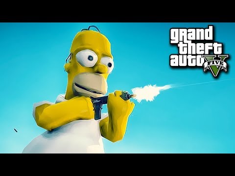 Gta 5 Mods – The Simpsons /w Homer Simpson VS Military! (Gta 5 Pc Mods For Kids)