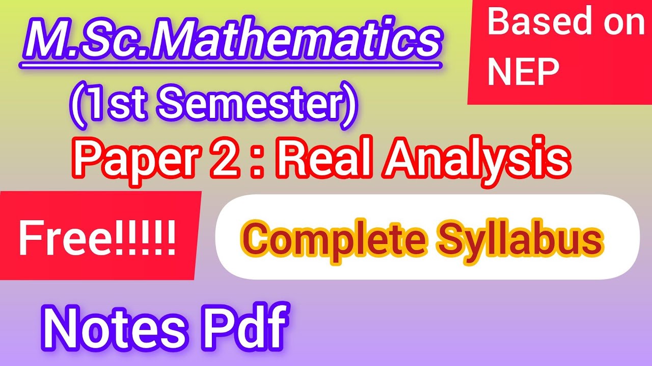 Free Notes Pdf of Complete Syllabus of Real Analysis | Paper-2 | M.Sc.Maths 1st Sem NEP 