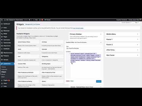 Maitheme Demo - Setting up the Primary Sidebar (v1 Classic Themes)