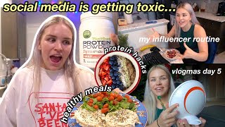 QUICK, EASY HEALTHY MEALS + VENTING ABOUT SOCIAL MEDIA  & my influencer routine! (twistmas day 5)