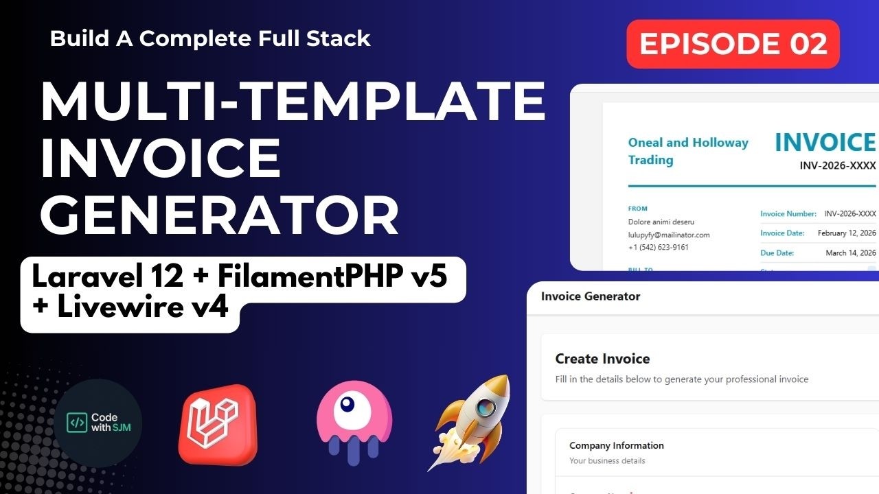 Build a Multi-Template Laravel 12 Invoice Generator - Database setup, Models and migrations | Part 2