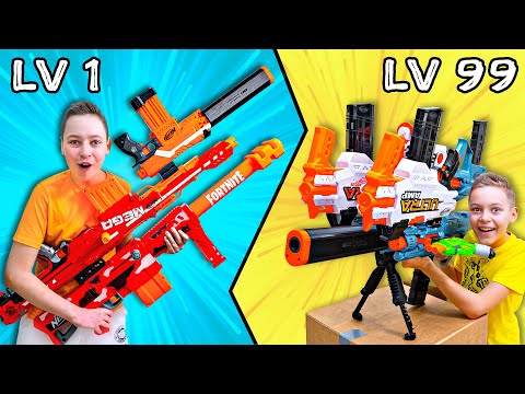 NERF Build Your Giant Blaster Challenge w/ Roman and Max