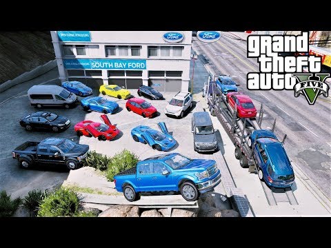 Six Trailers Transporting Cars To My New Ford Dealership in GTA 5 Video