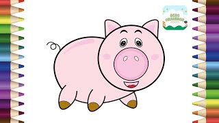 How to Draw a Cute Pig Simple & Easy Step by Step for Kids | Pig Drawing