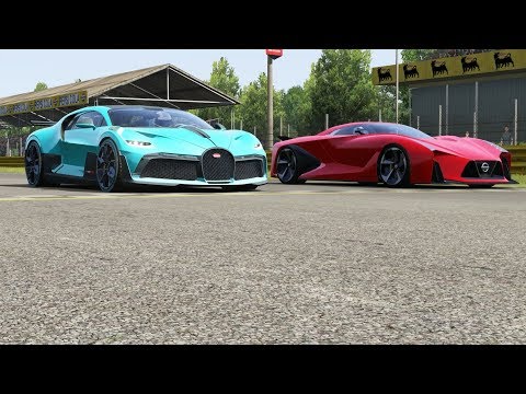 Bugatti Divo vs Nissan 2020 Concept Vision GT at Monza Full Course