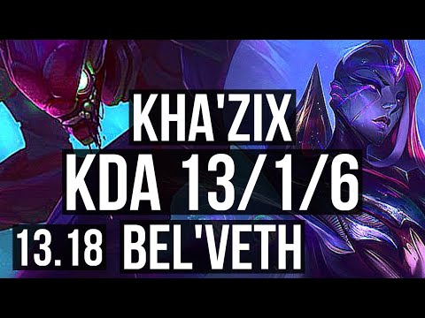 KHA vs BEL'VETH (JNG) | 13/1/6, 3.1M mastery, Legendary, 400+ games | EUW Diamond | 13.18
