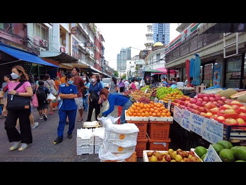4K 🇹🇭 Walking around Silom Soi 20 Morning Market in Bangkok, Thailand (October 2023)