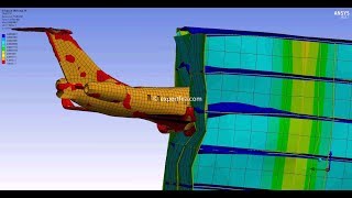 Download the video "ANSYS WB Explicit Dynamics FEA - Simulation of plane impacting and crashing into a building"
