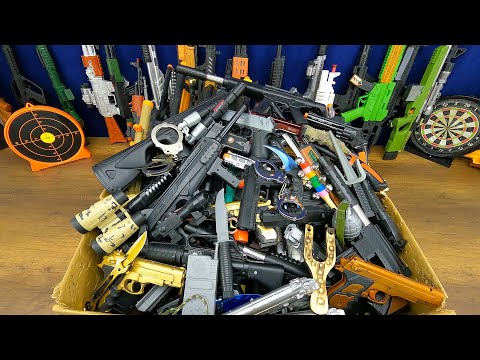 Box of Toys Dangerous Realistic Weapons, Bead-Throwing Kalashnikov AK-47, Tec-9, Desert Eagle