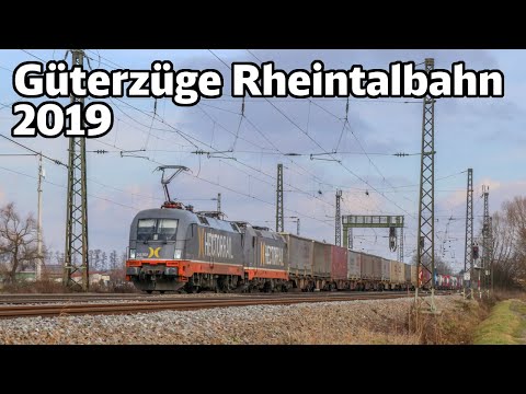 Güterzüge im Blockabstand auf der Rheintalbahn | Güterverkehr am Rhein 2019 | DB Cargo, Privatbahnen