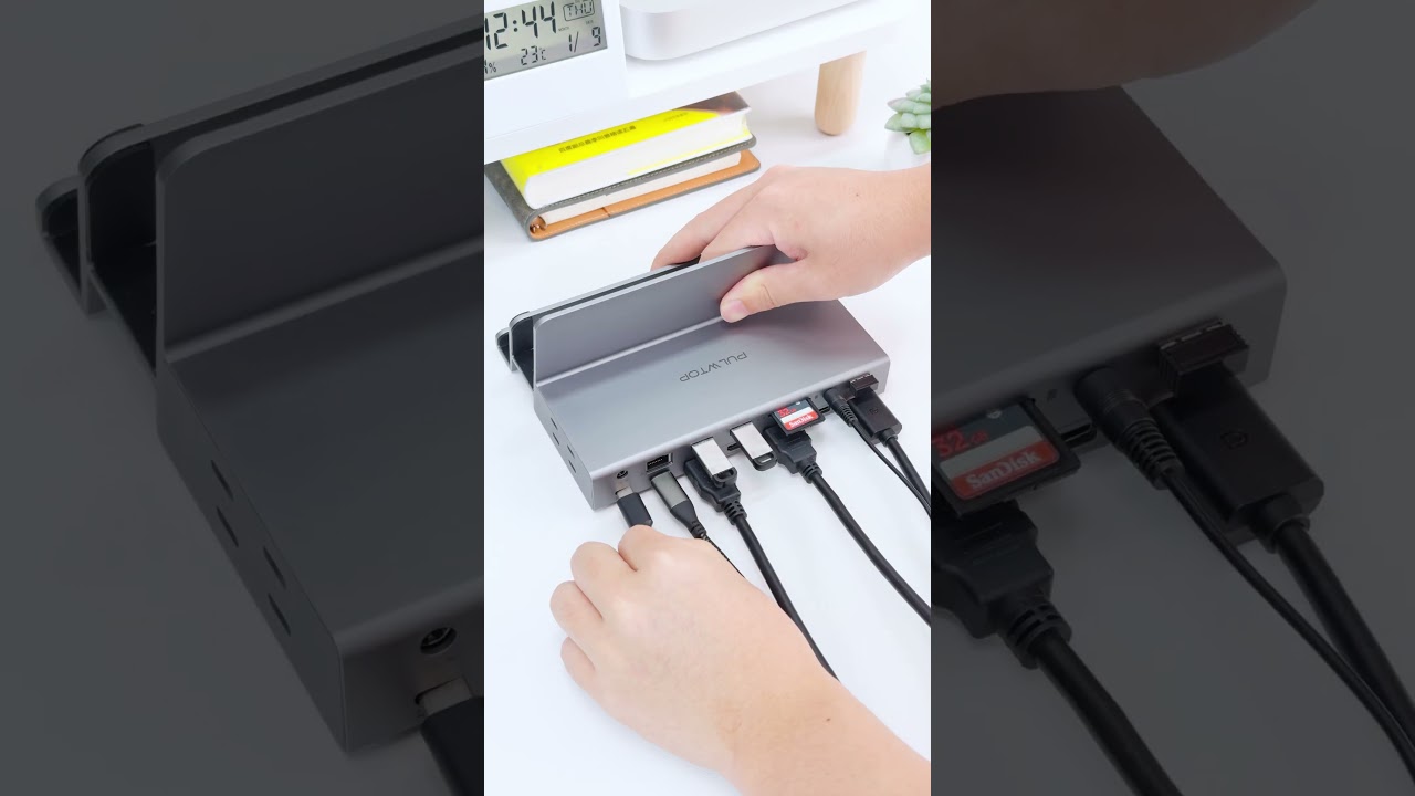 Two devices. One stand. Vertical. Side by side. Desk space doubled. #pulwtop #dockingstation