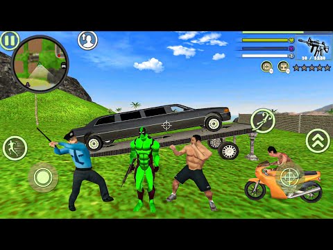 Green Deadpool Rope Hero Vice Town Crime Simulator #10 - Fun Limo Car at NY City - Android Gameplay