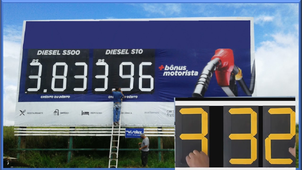 Placa de Posto de Gasolina, (MUDA O PREÇO em 5 MINUTOS - Sem ADESIVO e Sem CANETÃO). Duvida
