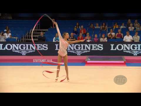 Anora DAVLYATOVA (UZB) 2015 Rhythmic Worlds Stuttgart - Qualifications Ribbon