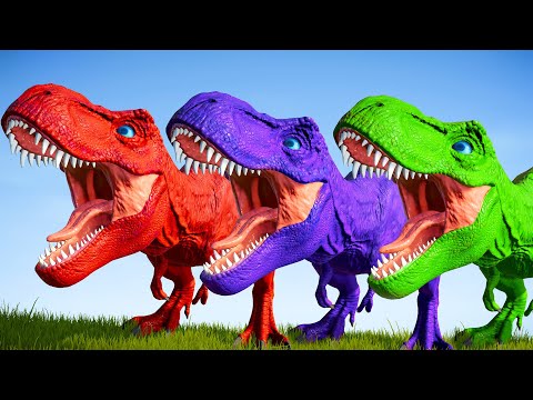 T-REX COLOR PACK vs INDOMINUS REX & INDORAPTOR  - Jurassic World Evolution Dinosaurs Battle