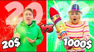 NEW YEARS budget challenge! $20 vs $1000 fireworks show!