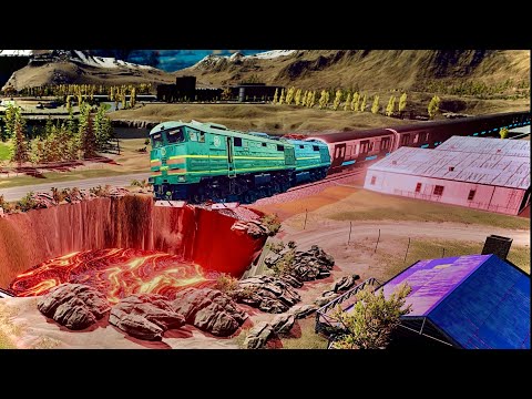Train vs Giant LAVA Pit - BeamNG.Drive
