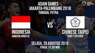 Live Streaming Final Badminton Tunggal Putra, Jonatan Christie Vs Chou Tien Chen di Asian Games 2018