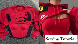 Streetwear: How to Make an Advanced Hoodie corset| DIY| Beginners friendly PT2 #corset #streetwear 