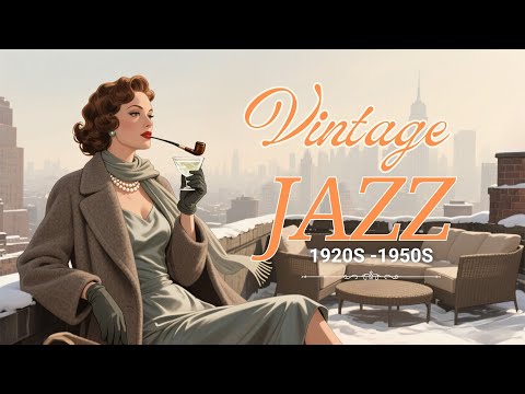 Retro Skyline Jazz ❤️ Timeless 1940s Old Jazz Style On A Snowy New York Rooftop Scene