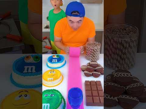 Chocolate food vs colorful  cake ice cream challenge! #funny #shorts by Ethan Funny Family