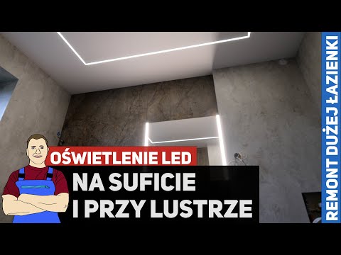 Square LED lighting on the ceiling and by the mirror - Renovation of a LARGE bathroom
