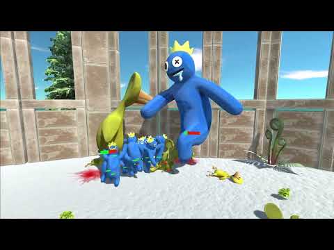 Team Rainbow Friends Blue VS Team Yellow Duck Crow Epic War   Animal Revolt Battle Simulator