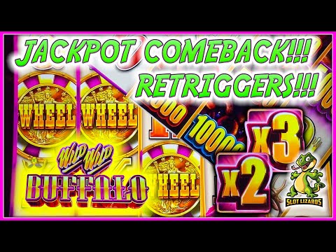 UNBELIEVABLE COMEBACK JACKPOT HANDPAY WIN!!! Wild Wild Buffalo SO MANY RETRIGGERS FREE GAMES!!!