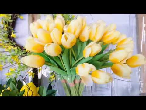 19 inch Yellow Silk w/Real Touch Tulip Bundle, Set of 2