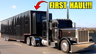 My Peterbilt 379's FIRST HAUL with the NEW 53ft Race Trailer!!!!