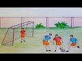 How to draw  scenery of playing football step by step