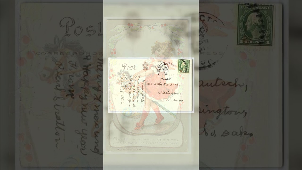 Juvenile Series 408, Divided Back Christmas Postcard, Wessington 1908 Video