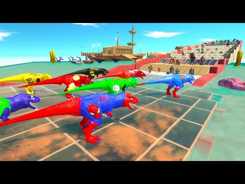 ALL MARVEL T-REX CLIMBING CHALLENGE - Animal Revolt Battle Simulator