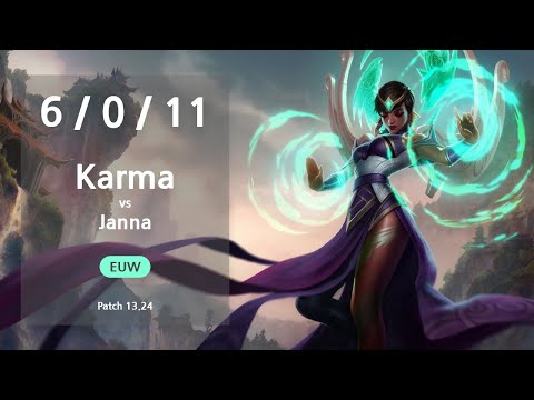 Karma Support vs Janna - EUW GrandMaster Patch 13.24