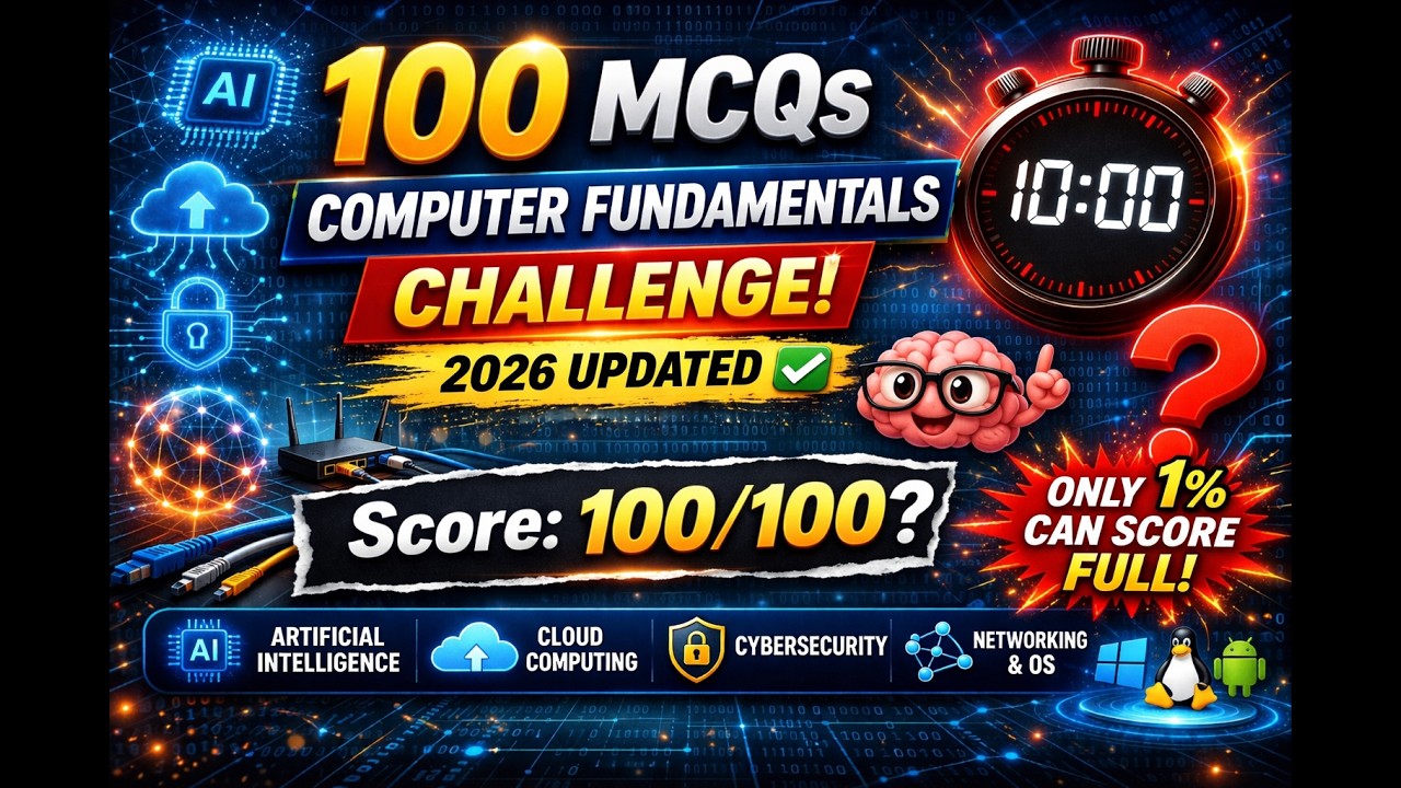 Top 100 Computer Fundamentals MCQs (2026 Updated) | Quiz + Answers Explained 💻🔥