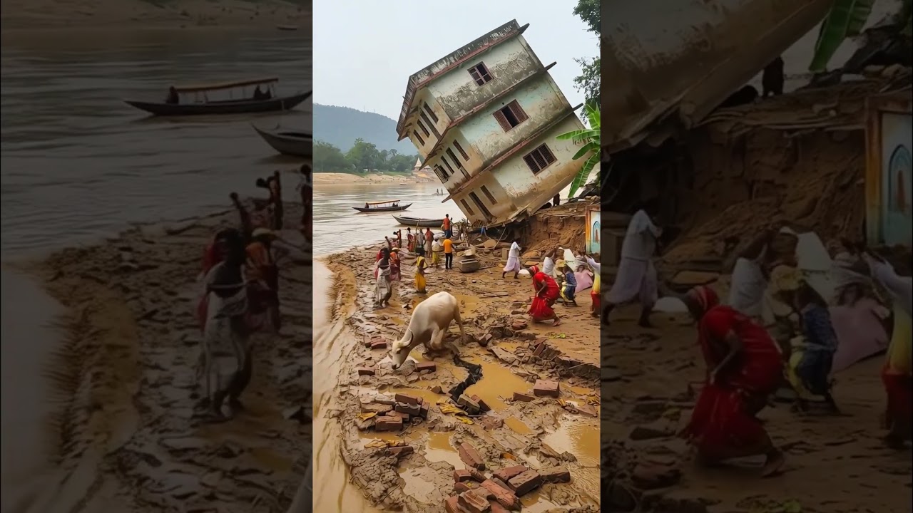 Flood Destroys House in Seconds 🚨 #disaster #landslide #shortvideo