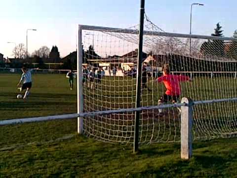 Spelthorne score a penalty against Frimley Green