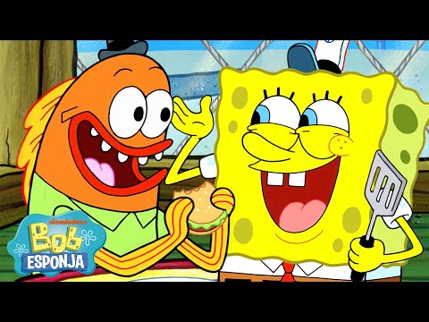 Bob Esponja | 2 Horas de Pura Felicidade no Siri Cascudo! 🍔 | Bob Esponja em Português