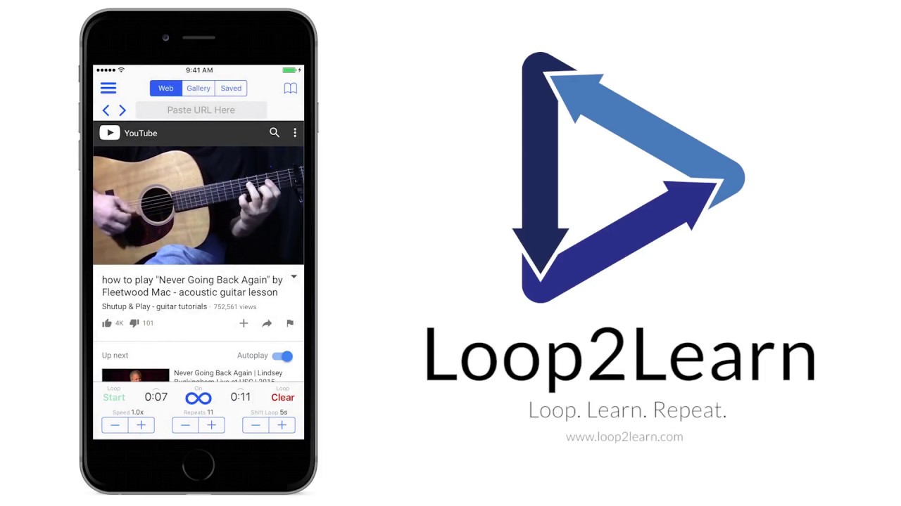 Loop2Learn - A YouTube Video Repeater App(iPhone, Android) Promo