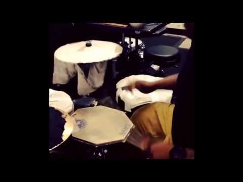 Aaron Spears - Practicing in the Drum Dept at Center Staging...I love this kit!! (vid shot by Tyler)