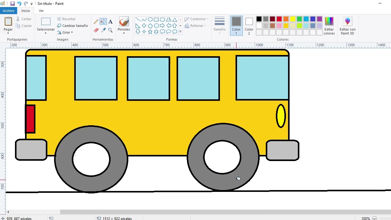 Ejercicio No6 de Paint para 2dos Grados El Autobus Escolar